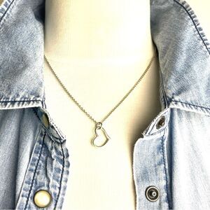 Sterling Silver Floating Open Heart Charm Pendant Necklace | 925 Jewelry Gift